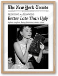 iHery Natural OAK Wood Audrey Hepburn Trendy Framed Wall Art, Better Late Than by iHery