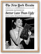 iHery Natural OAK Wood Audrey Hepburn Trendy Framed Wall Art, Better Late Than by iHery