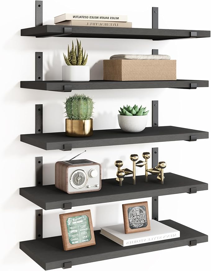 Fixwal Wall Shelves, Width 4.7 Inches Black Floating Shelves by Fixwal