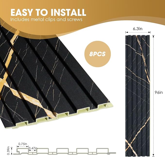 OUZUGIE WPC Acoustic Slat Wall Paneling, Living Room, TV Background, Study Room - Image 3