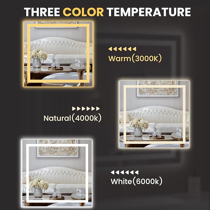 LOAAO 36"x34" LED Bathroom Mirror - Image 5