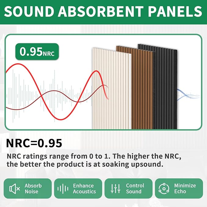 Wood Slat Acoustic Panels, 4 Pack 94" x 8"/ 240 x20cm Wood Wall Panels - Image 2
