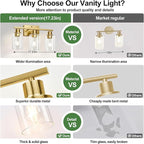 MOKATNG 3-Light Bathroom Light Fixtures, Vanity Light - Image 3