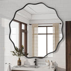 Round Wavy Mirror, 36 Inch Metal Frame Circle Mirror, Round Wall Mounted - Image 5