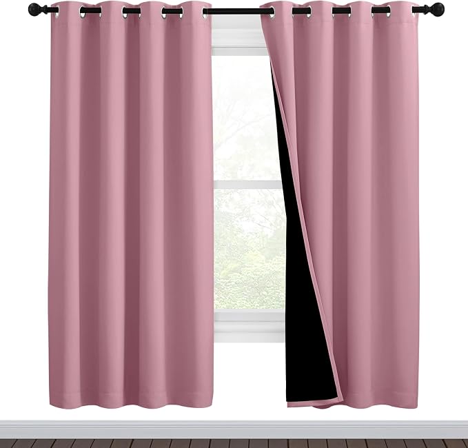 NICETOWN Crystal Pink Full Shade Curtain Panels, Pair of Thermal Insulated & by NICETOWN