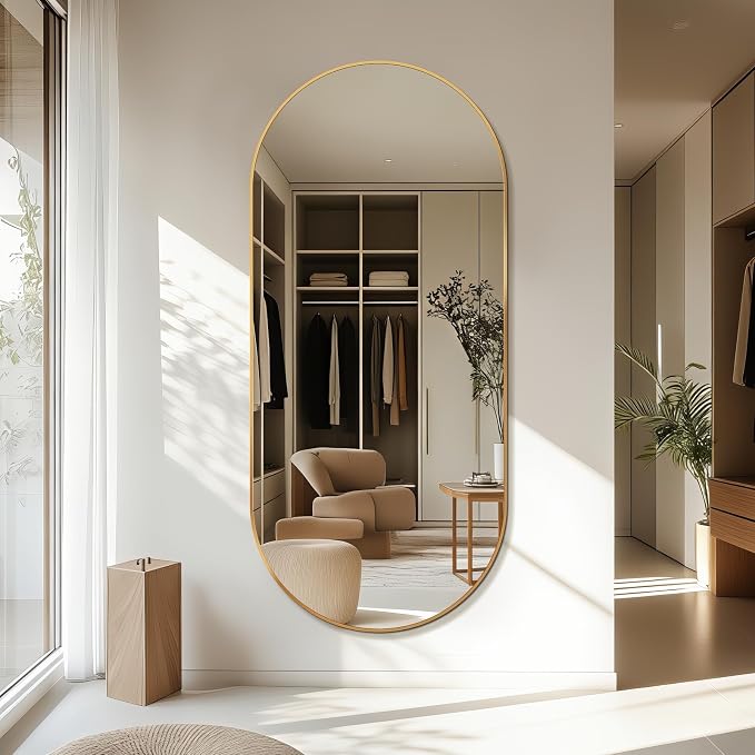 Oval Full Length Mirror, Ultra-Clear Explosion-Proof Dressing Mirror, Simple by TheiaMo