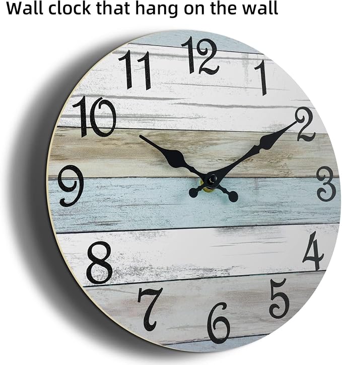CHYLIN Wall Clock, Silent Non Ticking Battery Operated, Rustic Coastal Country - Image 6