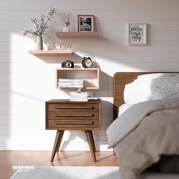 RICHER HOUSE Floating Shelves Set of 3, Modern Bathroom Shelves Wall Mounted - Image 4