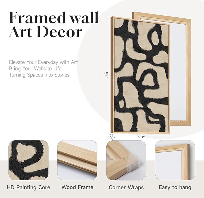Framed Neutral Horizontal Abstract Wall Art - Image 5