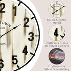 EMAX HOME Farmhouse White 30 Inch Wooden Large Wall Clock, Silent Non-Ticking - Image 4