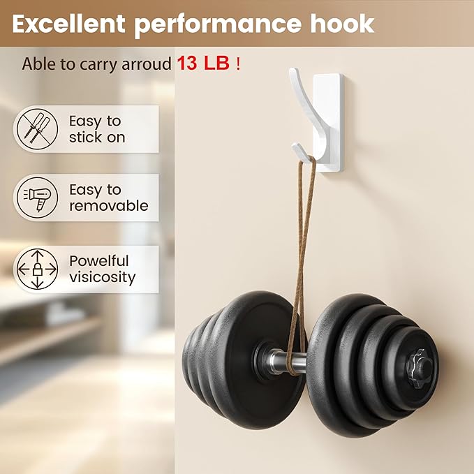 pickpiff White Self Adhesive Coat Hooks - Image 2