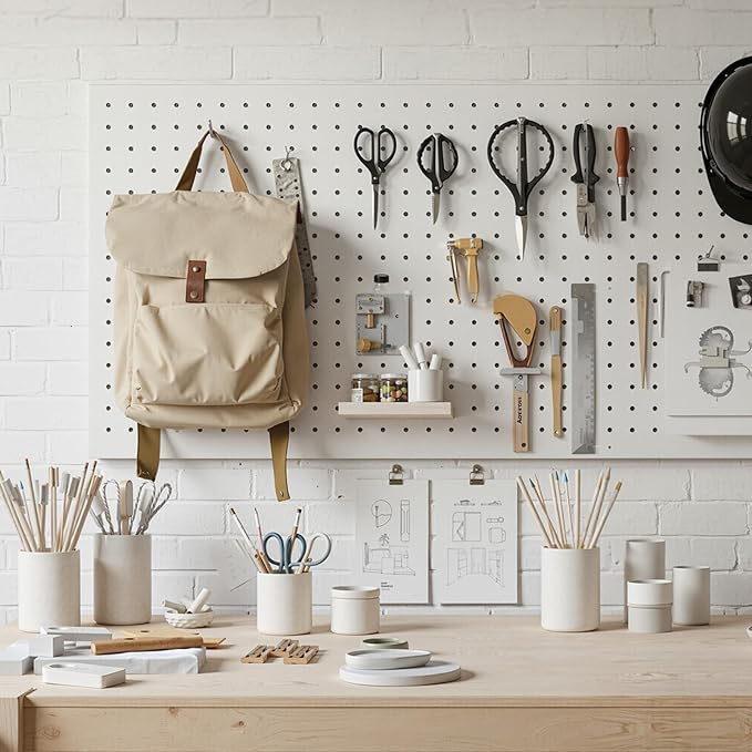 Peg Board, 4 Pack Metal Pegboard Panels White Pegboards Wall Organizer - Image 9