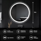DUMOS 36 Inch Round LED Bathroom Mirror - Image 3