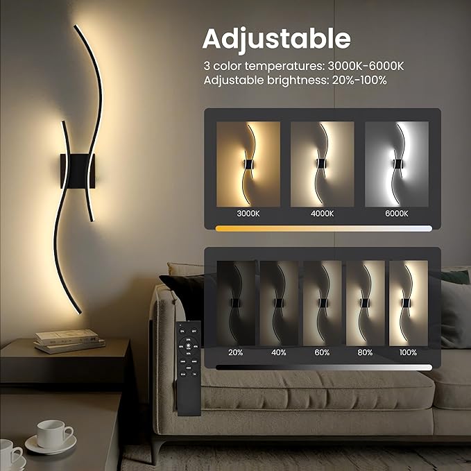 Battery Operated Wall Sconces Set of Two, 10000mAh Rechargeable Modern Wall - Image 4