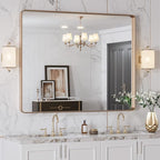 LOAAO 40"X32" Gold Bathroom Mirror, Rounded Rectangle Gold Frame Mirror - Image 4