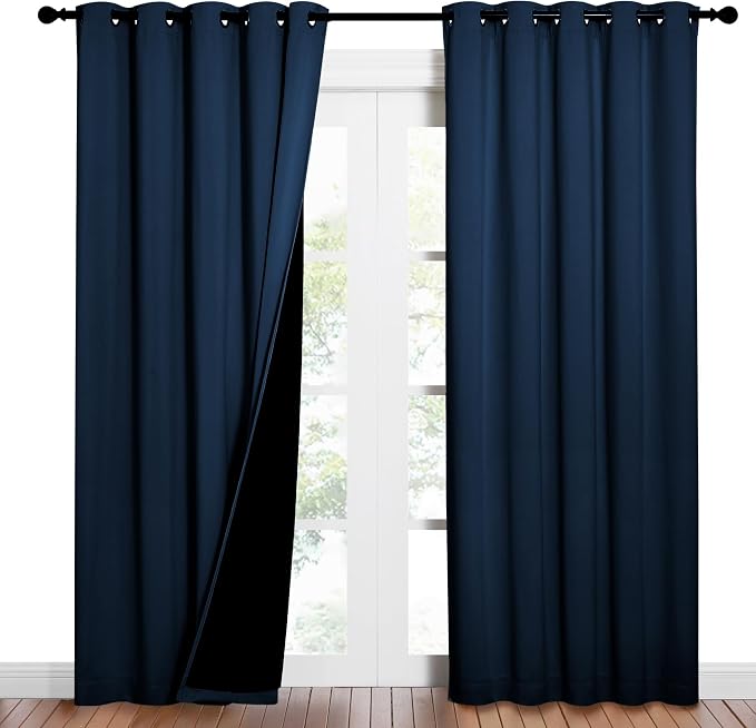 NICETOWN Moroccan Blue Full Shade Curtain Panels, Pair of Energy Smart & Noise by NICETOWN