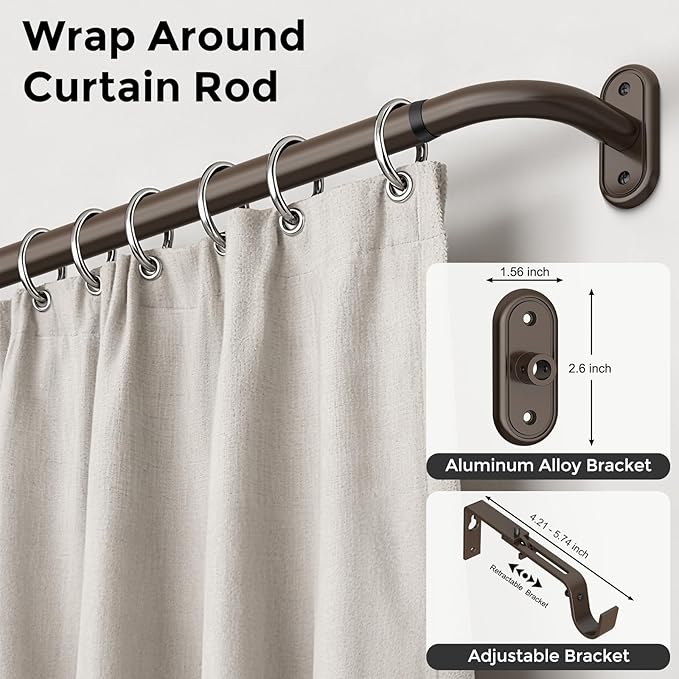 Curtain Rods 36-120 Inch, Bronze Wrap Around Blackout Curtain Rods - Image 2