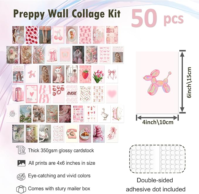 KBKBART 50Pcs Pink Coquette Room Decor Aesthetic Pictures, Cute Pictures Trendy - Image 2