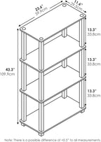 Furinno TURN-S-TUBE Storage Shelves, 4-Tier Book Shelf, Corner Shelf, Toolless - Image 3