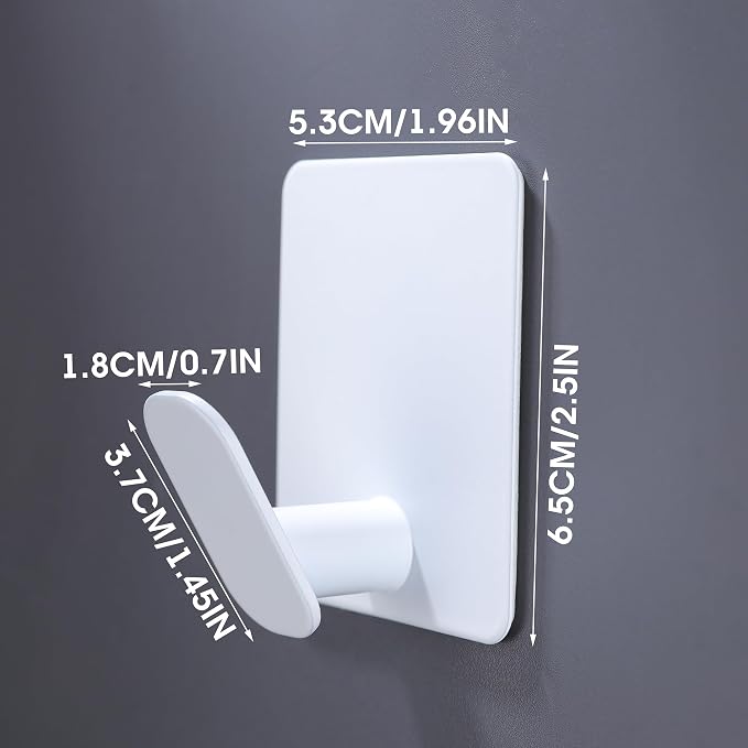 DELITON Adhesive Hooks for Hanging, 8 Pack White Wall/Towel Hooks for Bedroom - Image 4