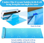 Kochorie 54 Inch x 100 Ft Ocean Waves Plastic Tablecloth Roll in Slide Cutter - Image 2