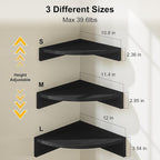 Alsonerbay Black Corner Shelf Wall Mount, Rustic Wood Shelves - Image 3
