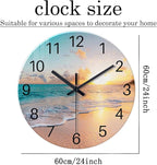 Round Blue Glass Office Wall Clock Decorative 24 Inch Beach Extra Large Wall - Image 3