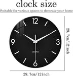 XFM Black Wall Clock 12 Inch Silent Non-Ticking Wall Clocks Battery Operated - Image 7