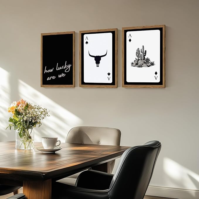 Western Wall Art Set of 3, Southwestern Cowboy Playing Card Wall Decor - Image 4