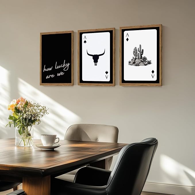 Western Wall Art Set of 3, Southwestern Cowboy Playing Card Wall Decor - Image 4