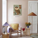 Vintage Japanese Framed Wall Art Owl Poster Mid Century Animal Print 24x36in - Image 5