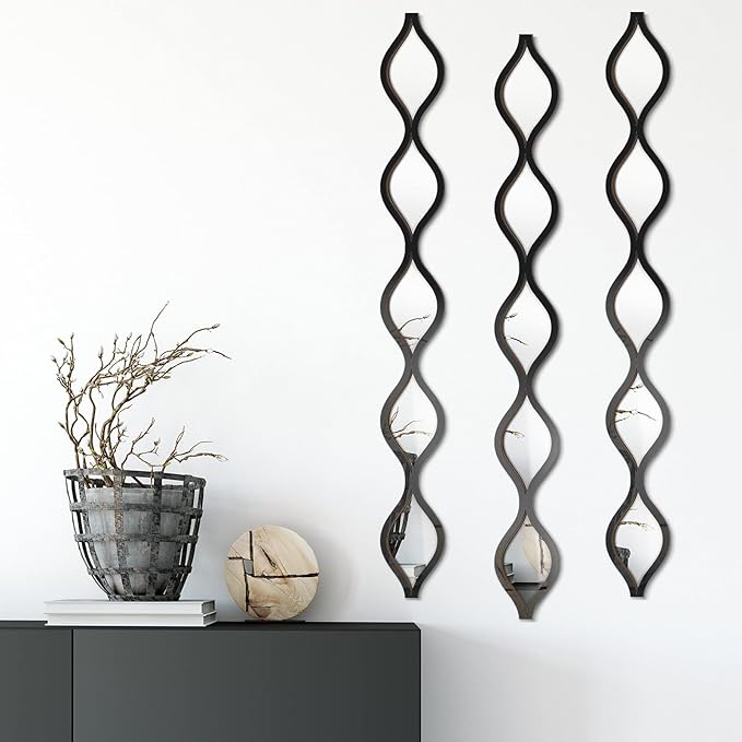Yulejo 3 Pcs Acrylic Teardrop Mirror Decor Narrow Wall Decor Boho Vintage Wall by Yulejo