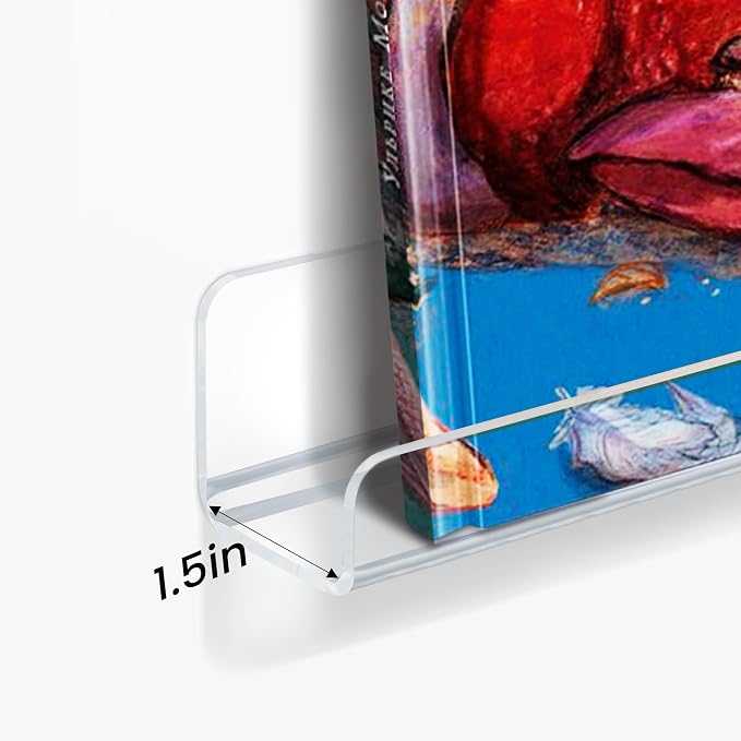 upsimples 10 Pack Clear Acrylic Shelves, 1.7" x12" Clear Wall Shelves - Image 3