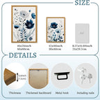 LLEEMPI Navy Blue Floral Wall Art Set of 3, Modern Wildflower Wall Decor - Image 7
