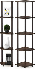 Furinno TURN-N-TUBE Corner Shelf Set of 2, 5-Tier Corner Bookshelf, Open by Furinno-FitsYourSpaceFitsYourBudget