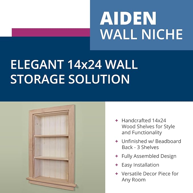 14x24 Aiden Recessed Wall Niche Medicine Cabinet Replacement, in The Wall - Image 3