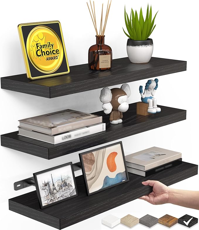 BAYKA Floating Shelves for Wall, Wall Mounted Rustic Wood Shelves for Bathroom by Bayka