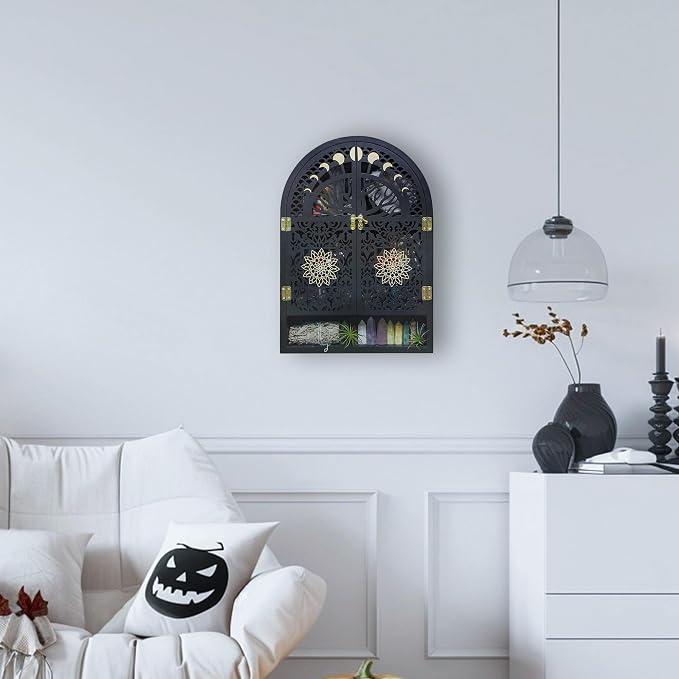 Large Crystal Display Shelf for Wall, Crescent Moon Phase Shelf Wall Decor - Image 9