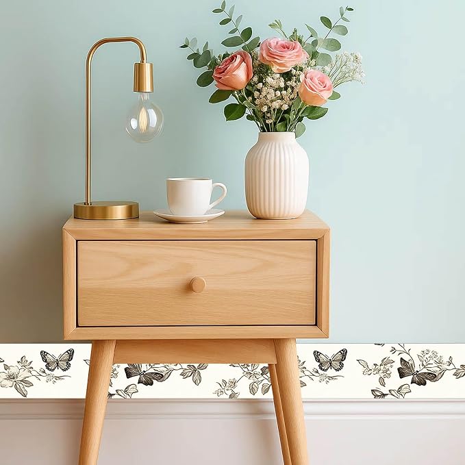 IVN Wallpaper Border Peel and Stick PVC Vintage Butterfly and Floral Design - Image 2