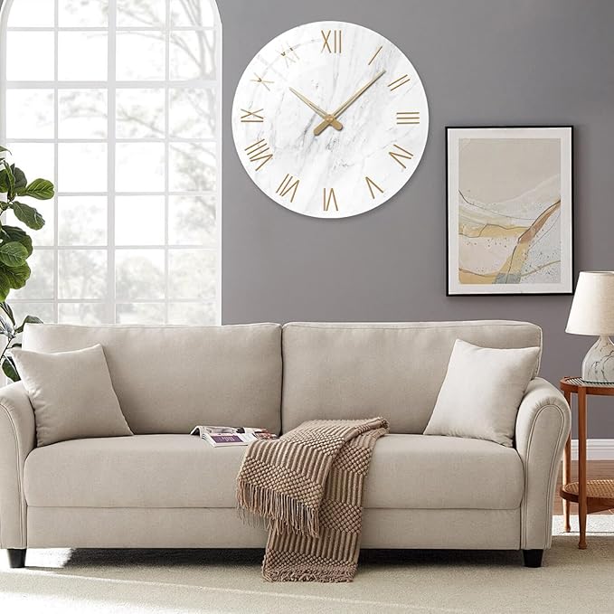 24 Inch White Minimalist Glass Wall Clocks Battery Operated Extra Large Wall - Image 3