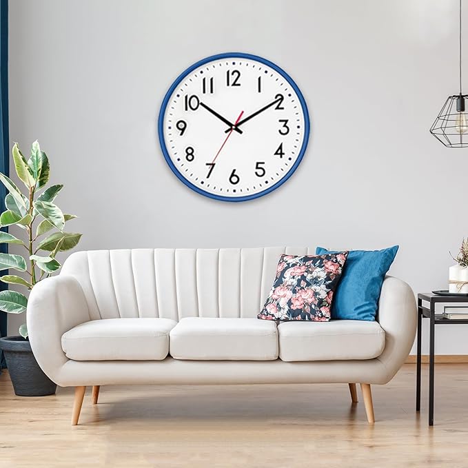 HZDHCLH Wall Clock Blue, Silent Wall Clocks Battery Operated 8 Inch Modern Non - Image 6