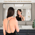 LOAAO Black Metal Framed Bathroom Mirror - Image 2