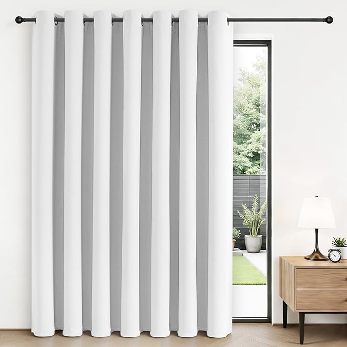 Joydeco Blackout Patio Sliding Door Curtains 72 Inches Long, Grommet Privacy by JOYDECO