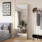 DUMOS Full Length Mirror with Stand 24"x65" Floor Standing Aluminum Frame - Image 3