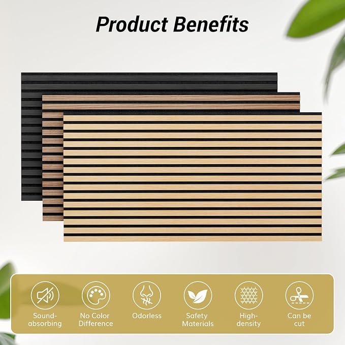 TONOR Wood Veneer Acoustic Panel Color Sample, 3.86''x3.15''x0.74'' Wood Slat - Image 7
