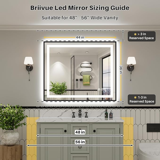 44x36 Inch LED Bathroom Mirror - Image 2