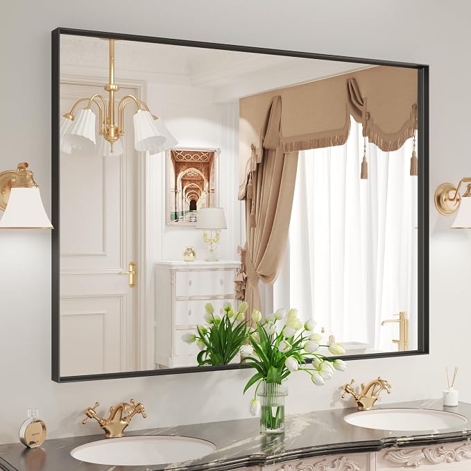 LOAAO Black Bathroom Mirror 48"X32" - Image 3