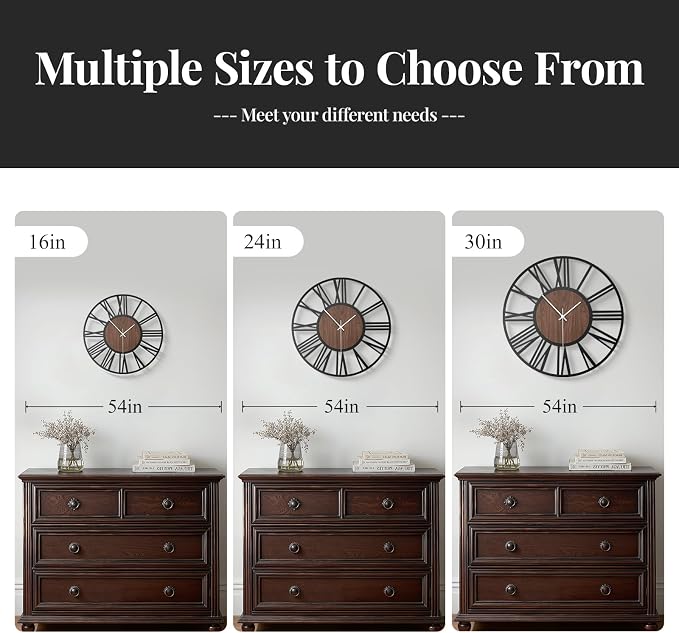 Cuspin 30 Inch Large Wall Clock, Silent Non Ticking Battery Operated Roman - Image 6