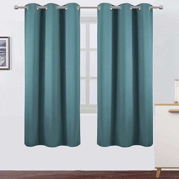 LEMOMO Sea Teal Thermal Blackout Curtains/42 x 72 Inch/Set of 2 Panels Room by Lemomo