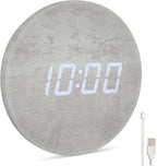 Minimalist LED Digital Wall Clock – USB Powered | Grey Concrete Style | 12/24 by Leafre